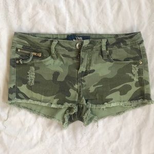 Camo shorts.
